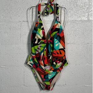 Bar III Solid Cowlneck One-Piece Swimsuit Multi, XL